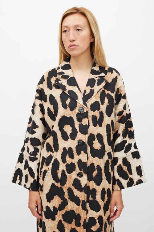 Ganni Brown 
Black Printed Light Coat