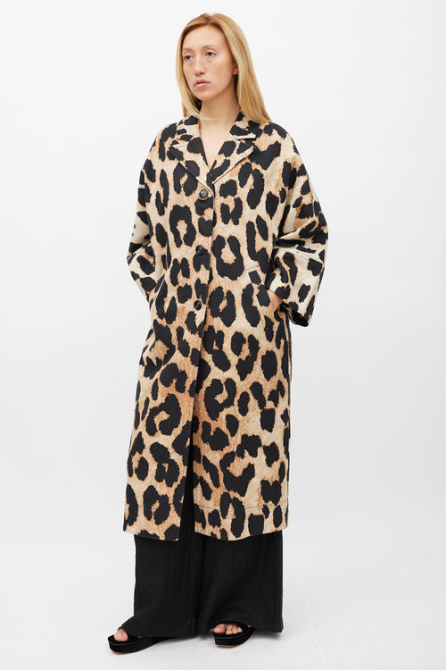 Ganni Brown 
Black Printed Light Coat