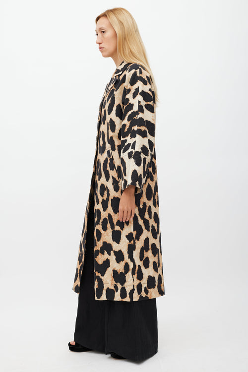 Ganni Brown 
Black Printed Light Coat