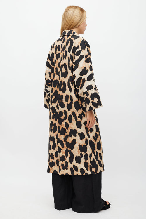 Ganni Brown 
Black Printed Light Coat