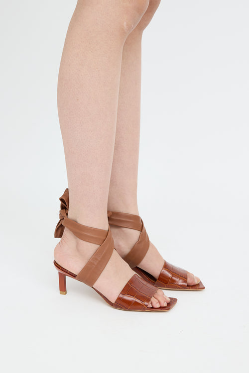 Brown Embossed Wrap Sandal