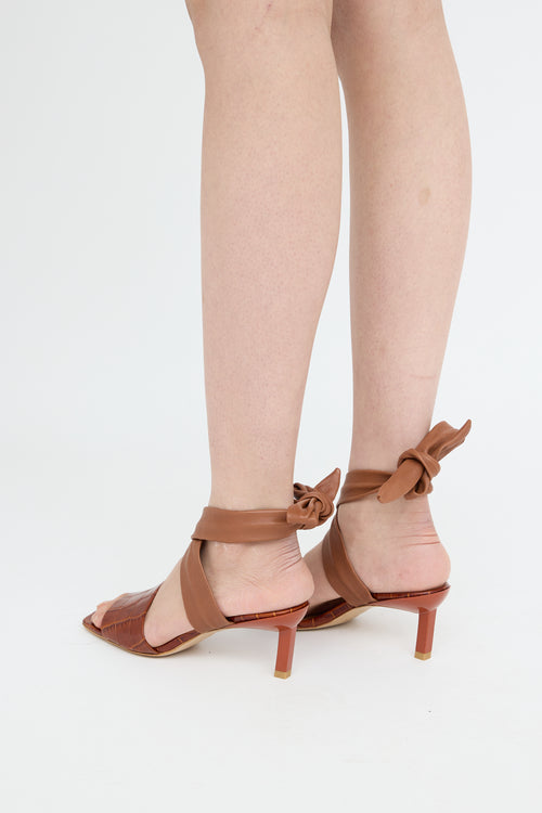 Brown Embossed Wrap Sandal