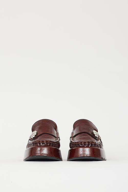 Ganni Brown Patent Retro Gem Platform Loafer