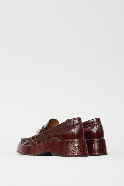 Ganni Brown Patent Retro Gem Platform Loafer