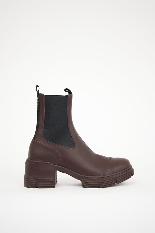 Ganni Brown Rubber City Chelsea Boot