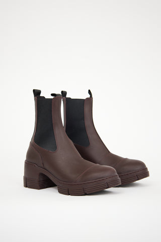 Ganni Brown Rubber City Chelsea Boot