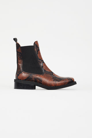 Brown 
Black Textured Print Chelsea Boot Ganni