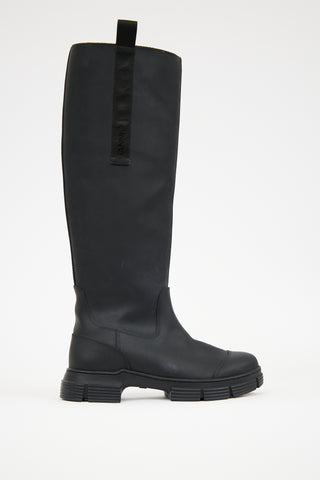 Ganni Rubber 
Shearling Lined Country Boot