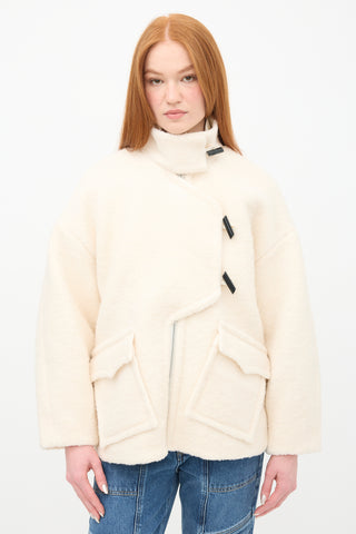 Ganni Cream Wool Drop Shoulder Jacket