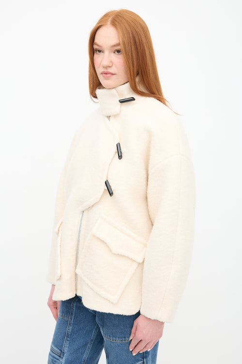 Ganni Cream Wool Drop Shoulder Jacket