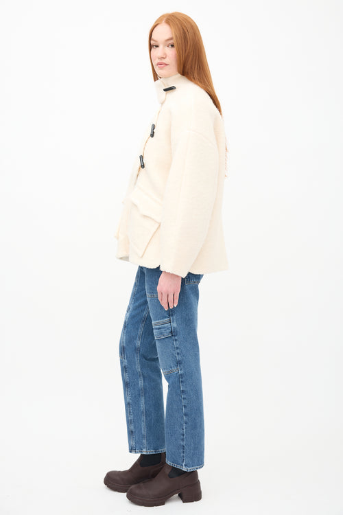 Ganni Cream Wool Drop Shoulder Jacket