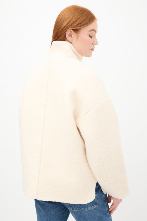 Ganni Cream Wool Drop Shoulder Jacket