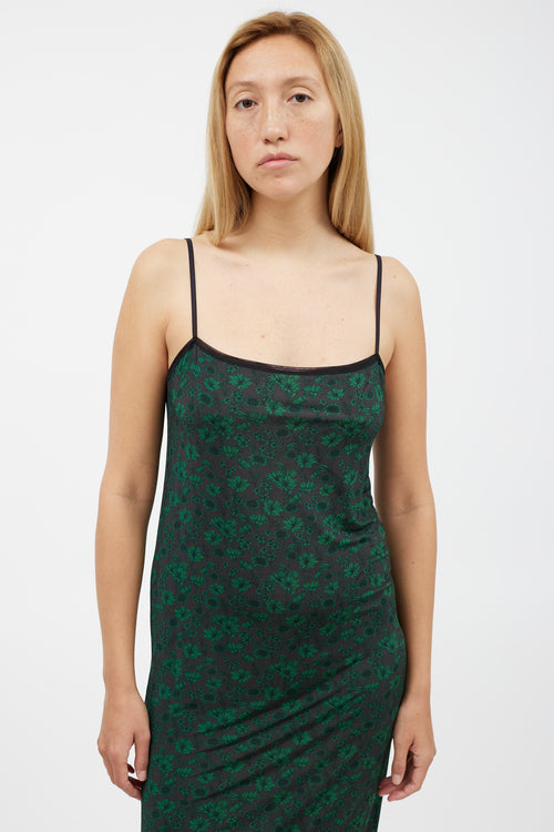 Ganni Black 
Green Floral Dress