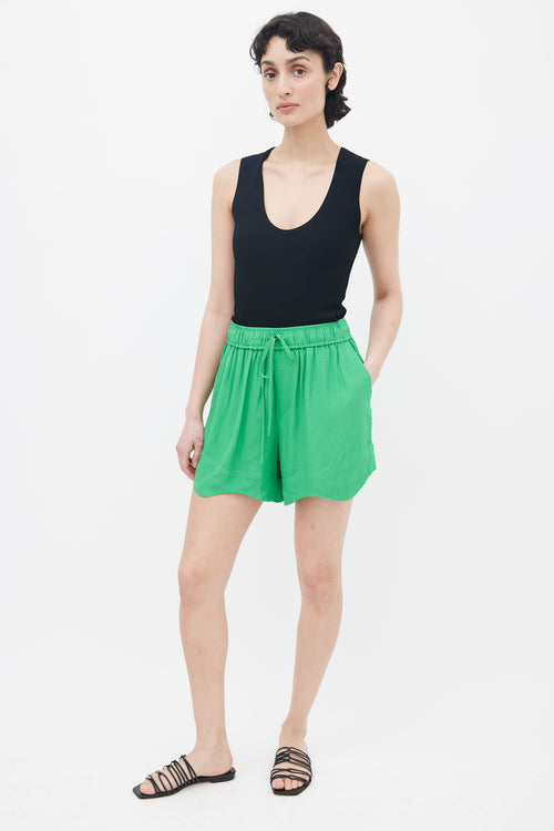 Ganni Green Ripstop Drawstring Short