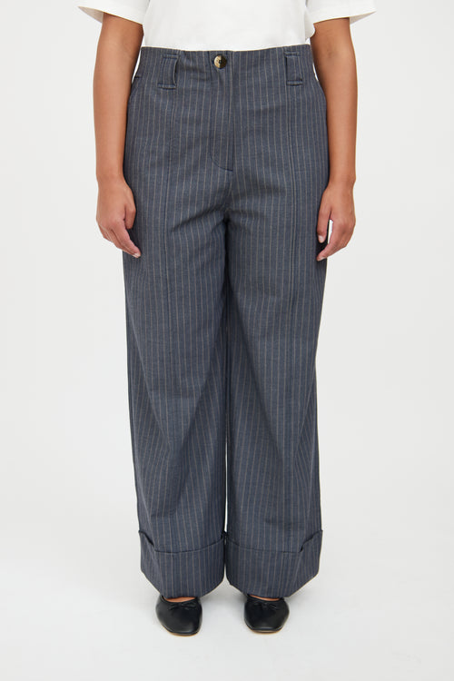 Ganni Grey 
Brown Pinstripe Pant