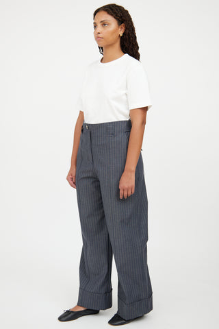 Ganni Grey 
Brown Pinstripe Pant