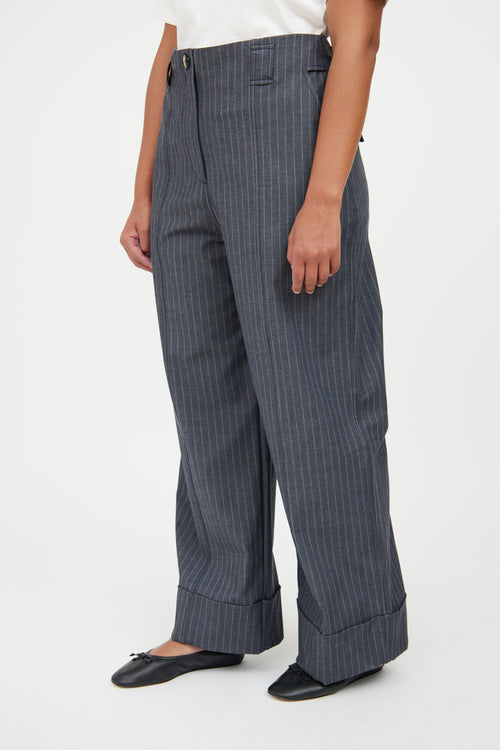 Ganni Grey 
Brown Pinstripe Pant