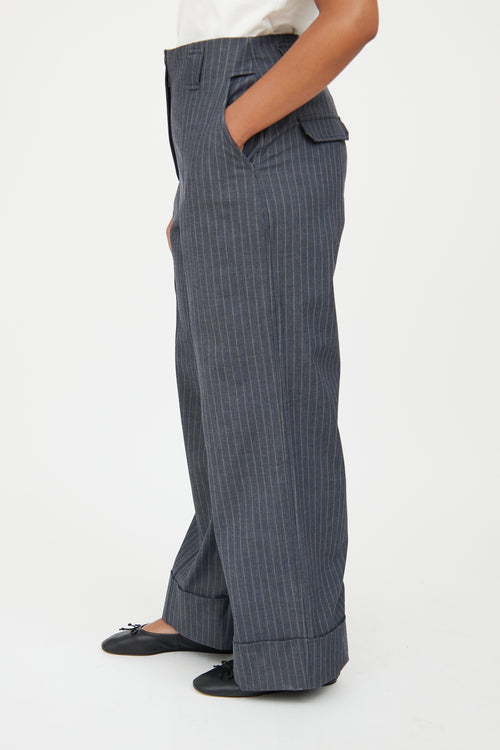 Ganni Grey 
Brown Pinstripe Pant