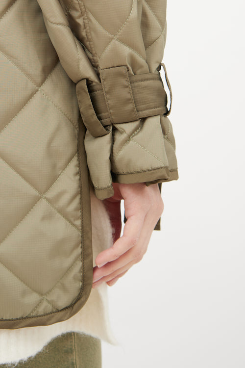 Ganni Green Nylon Quilted Jacket