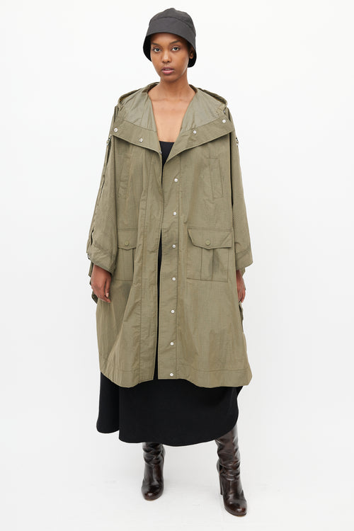 Ganni Khaki Green Ripstop Rain Cape