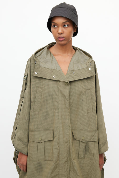 Ganni Khaki Green Ripstop Rain Cape