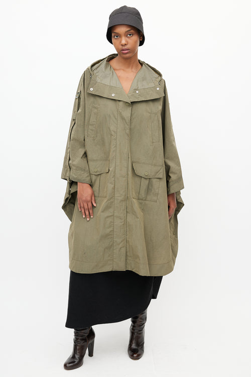 Ganni Khaki Green Ripstop Rain Cape