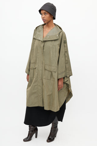 Ganni Khaki Green Ripstop Rain Cape