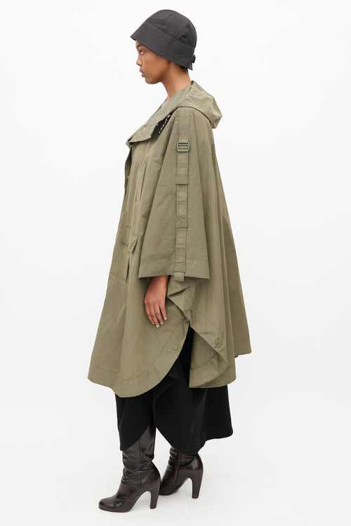 Ganni Khaki Green Ripstop Rain Cape