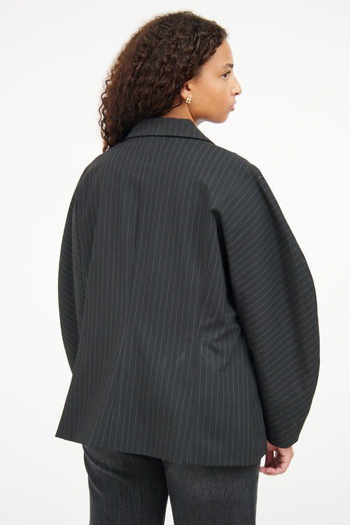 Ganni Black Pinstripe Blazer