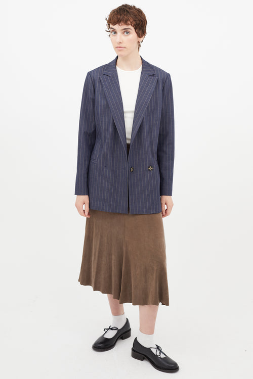 Ganni Navy 
Beige Striped Blazer