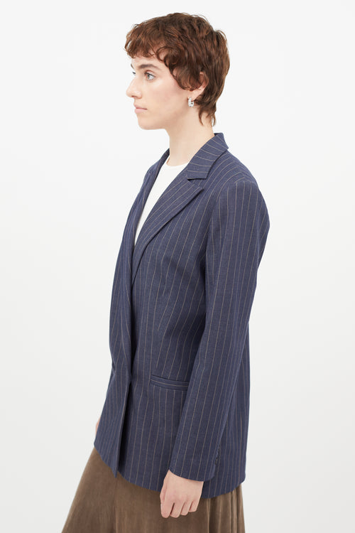 Ganni Navy 
Beige Striped Blazer