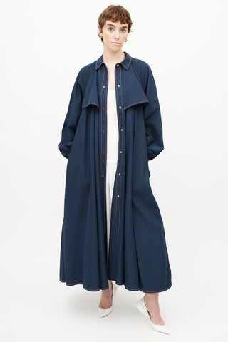 Ganni Navy 
Pink Nylon Trench Coat