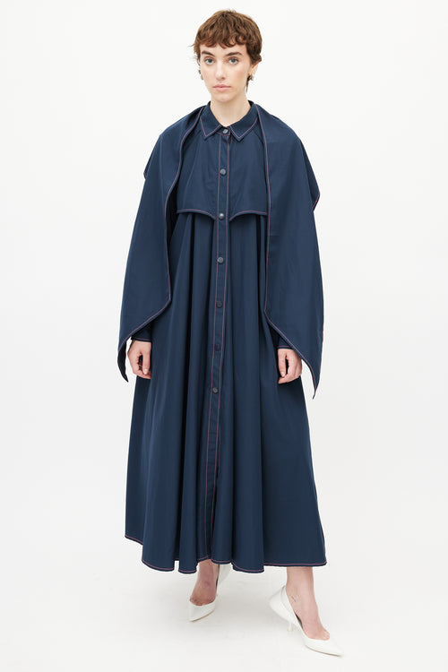 Ganni Navy 
Pink Nylon Trench Coat