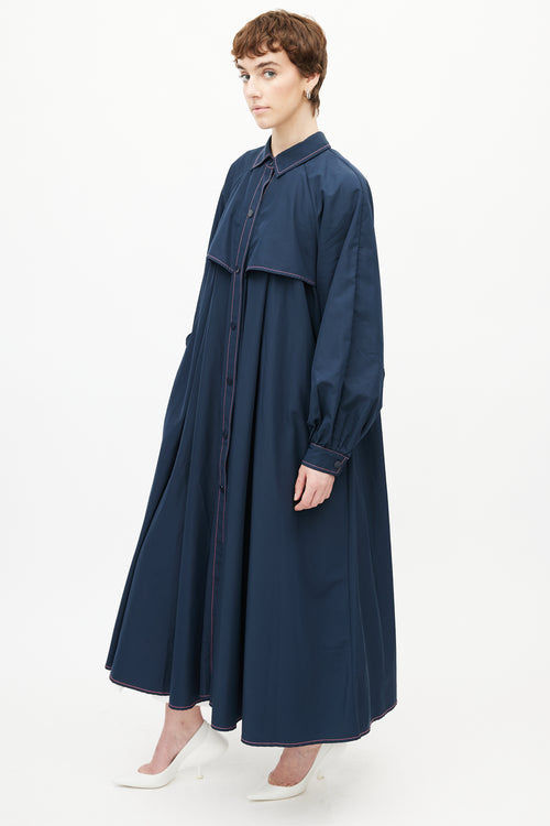 Ganni Navy 
Pink Nylon Trench Coat