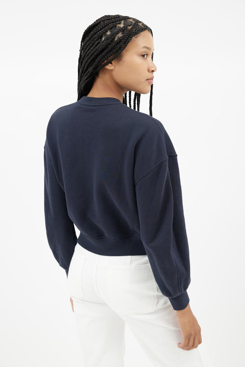 Ganni Navy 
White Logo Sweatshirt