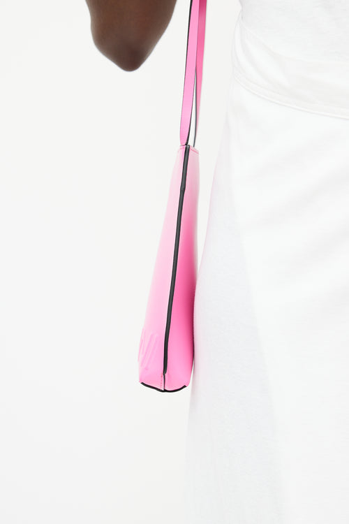 Ganni Neon Pink Mini Embossed Logo Leather Bag