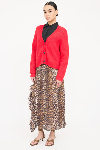 Ganni Printed Pleated Maxi Skirt