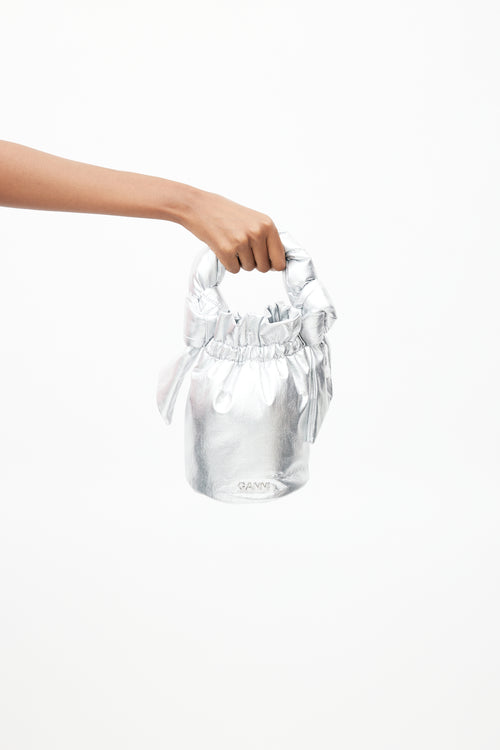 Ganni Silver Lamé Occassion Bag