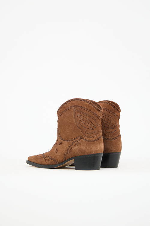 Ganni Suede Low Texas Ankle Boot