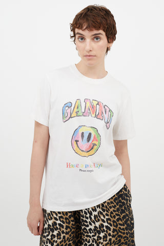 Ganni White 
Multicolour Have A Nice Day T-Shirt