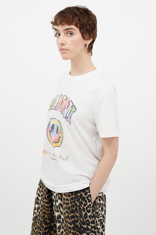 Ganni White 
Multicolour Have A Nice Day T-Shirt