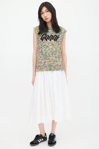 Ganni White 
Multicolour Knit Logo Vest