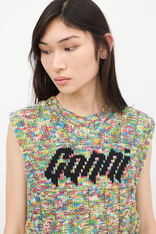 Ganni White 
Multicolour Knit Logo Vest