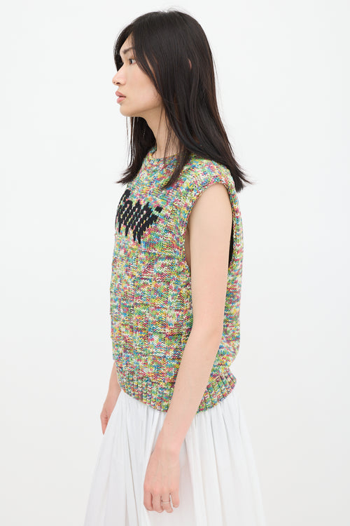 Ganni White 
Multicolour Knit Logo Vest