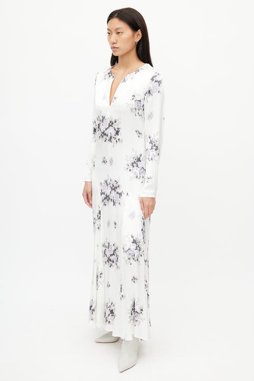 Ganni White 
Purple Floral Dress