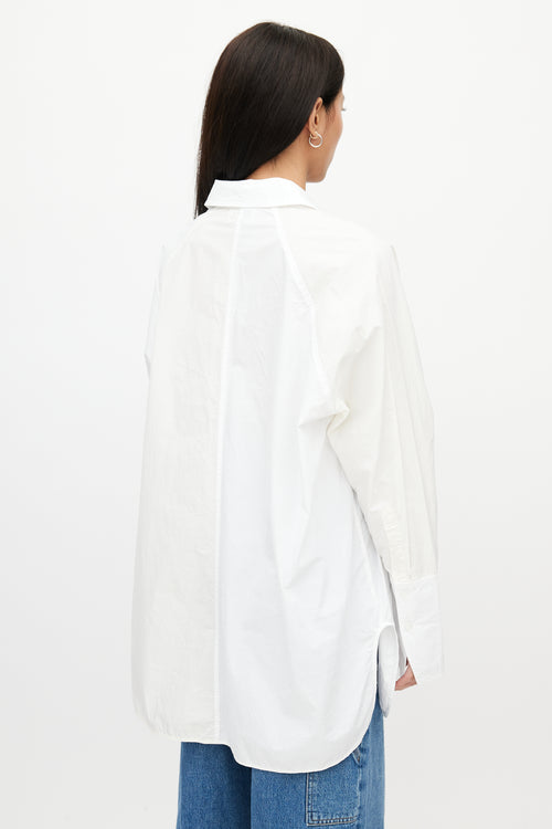 Ganni White Two Tone Oversized Shirt