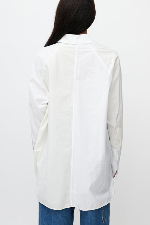 Ganni White Two Tone Oversized Shirt