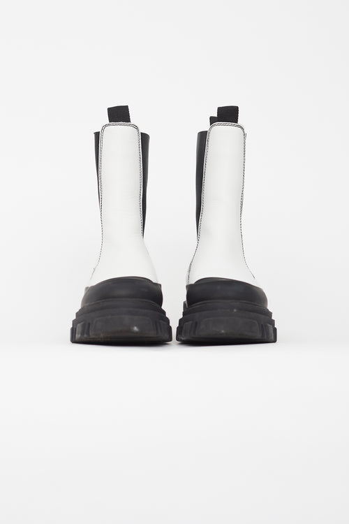 Ganni White 
Black Leather Chelsea Boot