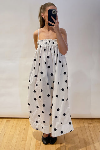 Ganni White 
Black Polka Dot Dress