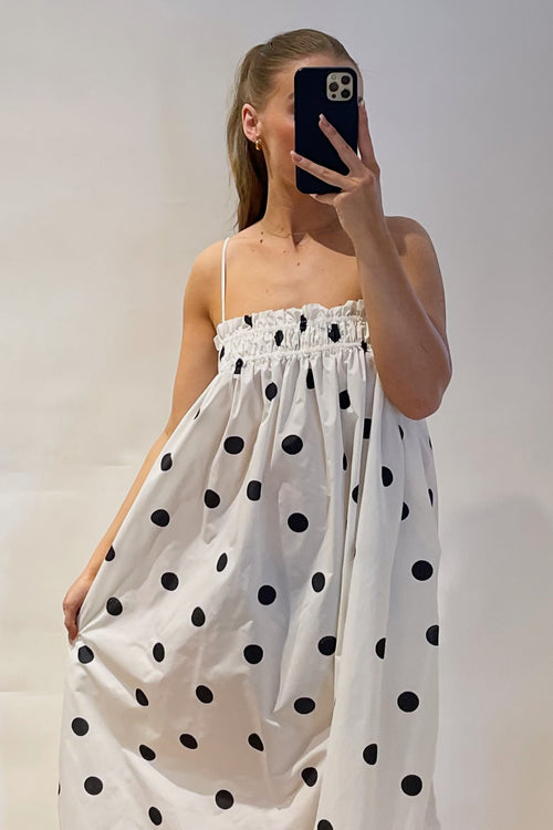 Ganni White 
Black Polka Dot Dress